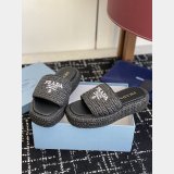 Prada Raffia Flatform Slide Sandal
