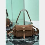 Prada Explore suede shoulder bag with flap