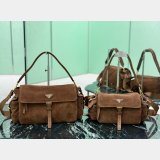 Prada Explore suede shoulder bag with flap