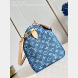 Louis Vuitton 1:1 M14430 Blue Speedy Soft 30 Monogram Denim Bag