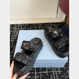 Prada Matelasse nappa leather flatform slides