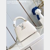 Louis Vuitton Cream-white Light Blue Chain M48865 Detail Capucines Bag