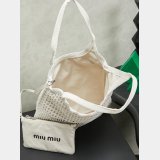 MIU MIU Ivy raffia-effect and linen bag