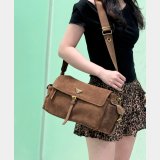 Prada Explore suede shoulder bag with flap